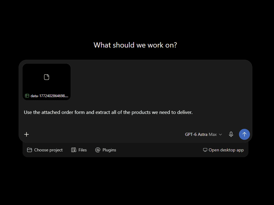 An example of using AI in business to perform a task such as extracting order information.